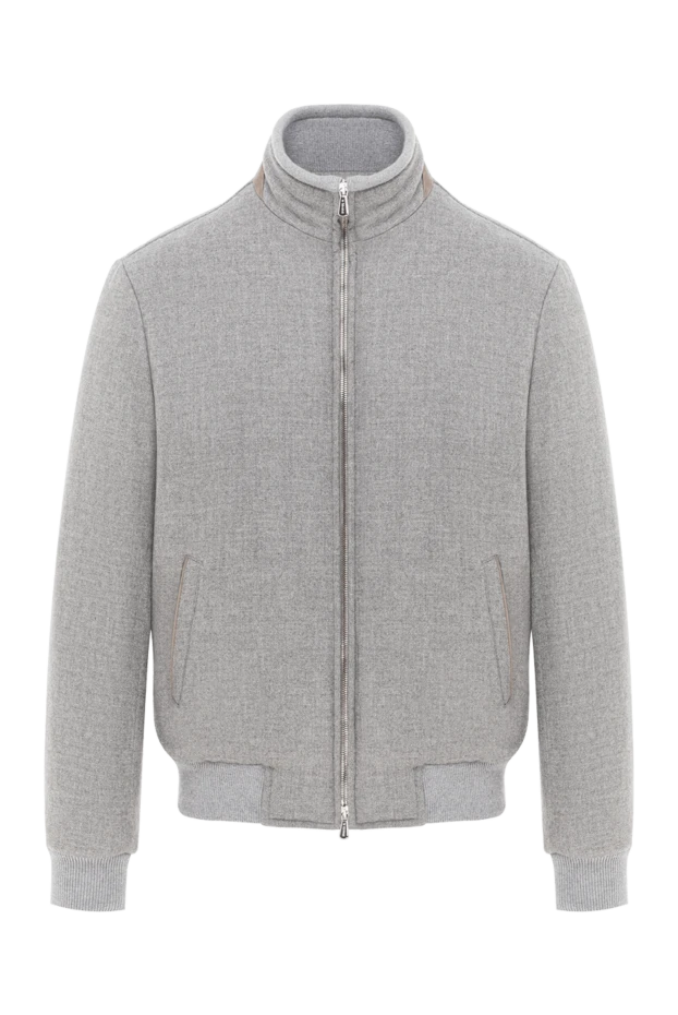 Gray short down jacket made of wool and cashmere for men - photo 1