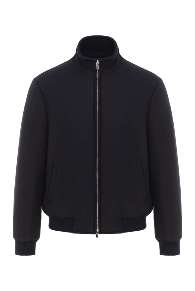 Blue short down jacket made of wool and cashmere for men - photo 1