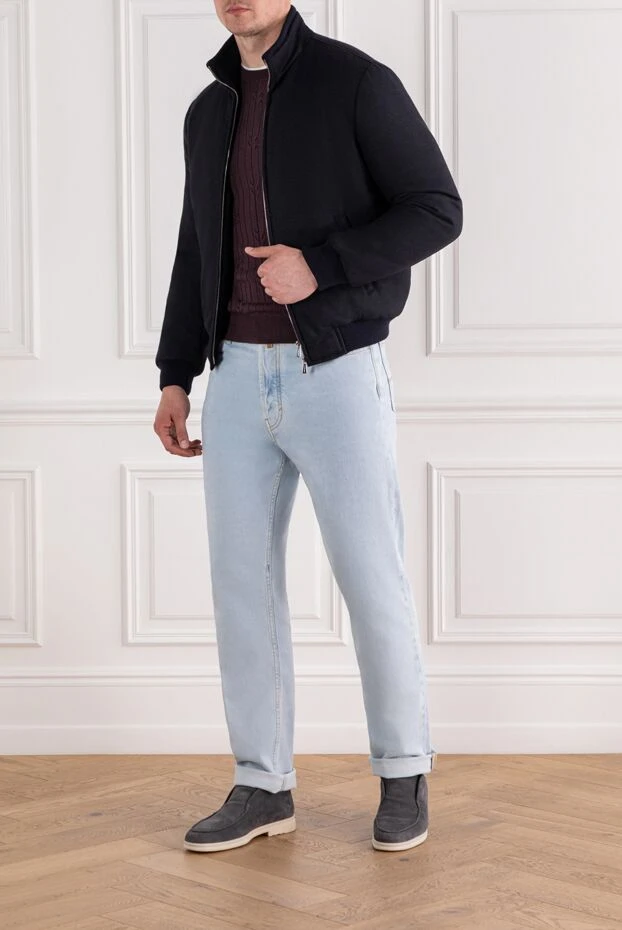 Enrico Mandelli blue short down jacket made of wool and cashmere for men 189094 - photo 2