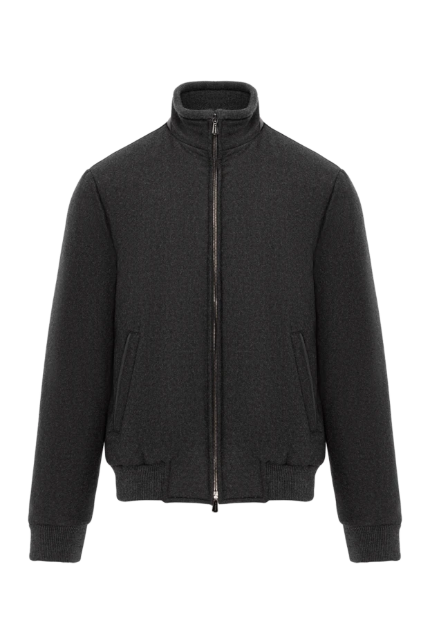 Men's short down jacket made of wool and cashmere gray - photo 1