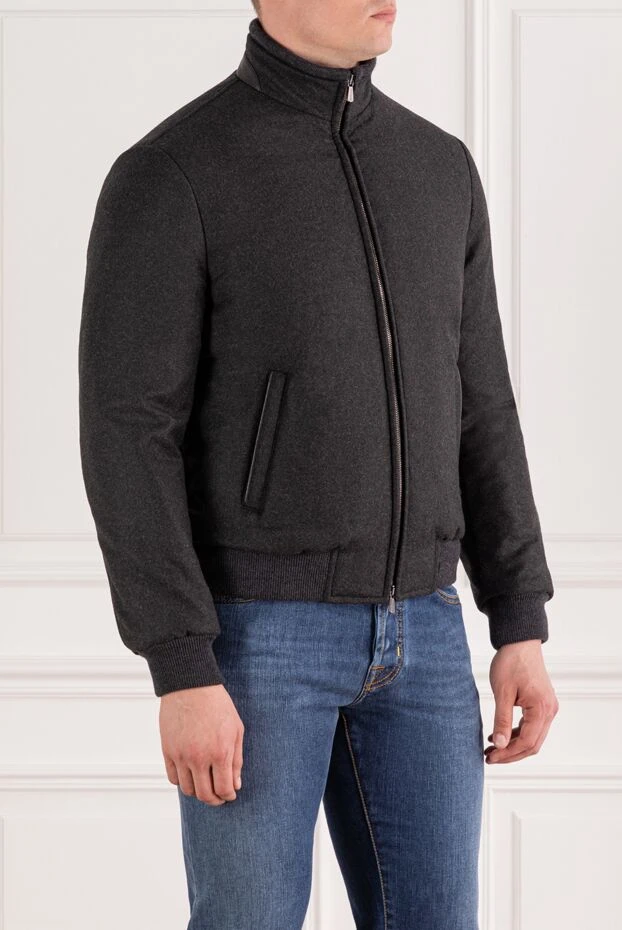 Enrico Mandelli men's short down jacket made of wool and cashmere gray 189096 - photo 3