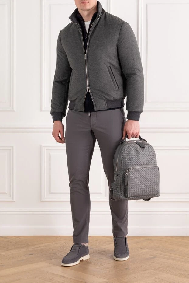 Enrico Mandelli gray wool and cashmere down jacket with elasticated knit and zip
 189097 - photo 2