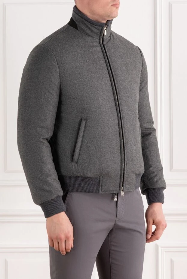 Enrico Mandelli gray wool and cashmere down jacket with elasticated knit and zip
 189097 - photo 3