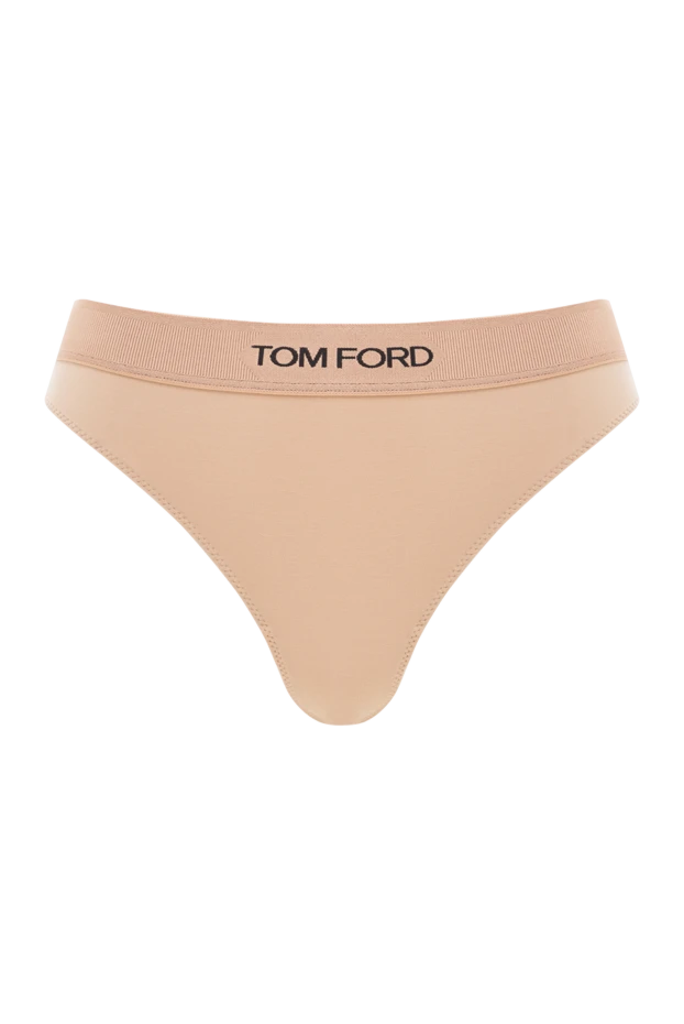 Branded Modal Thong with Logo Beige - photo 1