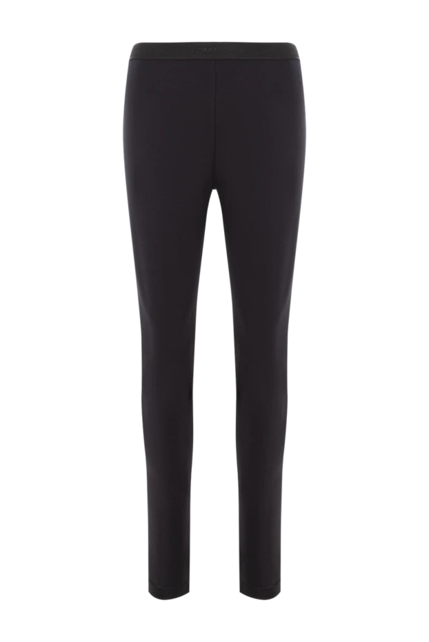 Черные фирменные легинсы стрейч из блестящего джерси - фото 1
