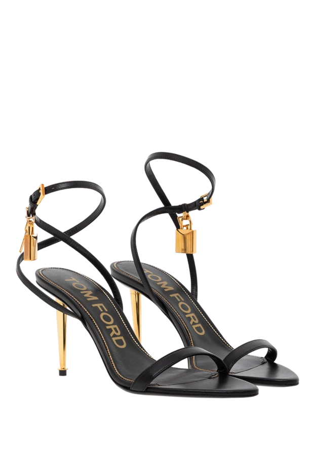Tom Ford shiny leather sandals with metal heel lock black 189112 - photo 3