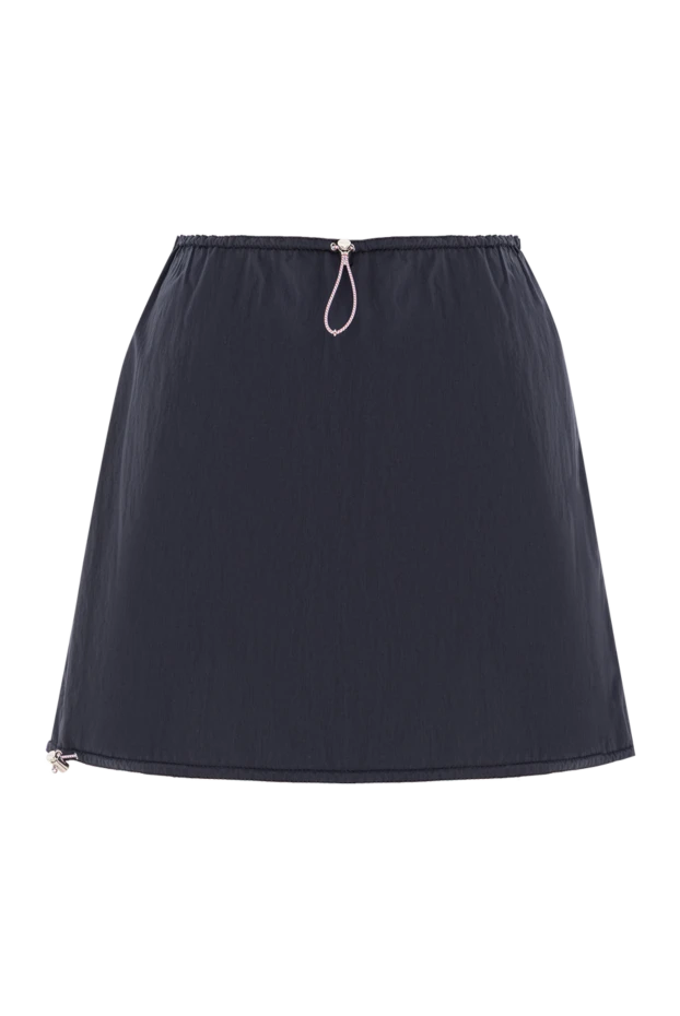 Женская синяя мини-юбка расклешенная на шнурке - фото 1