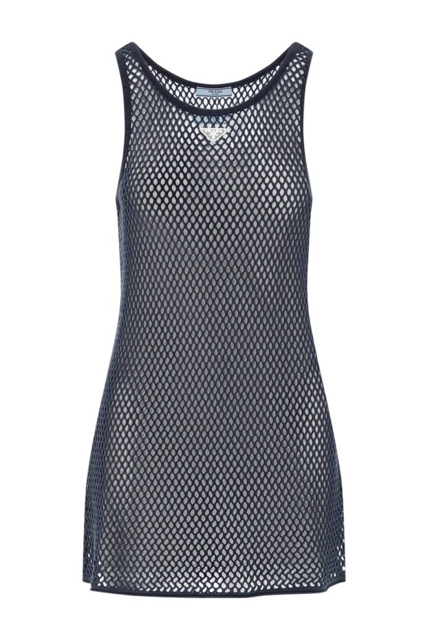 Сетчатое платье из тонкой хлопковой пряжи синее - фото 1