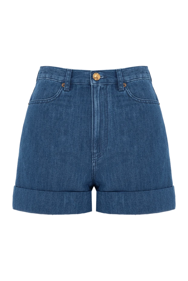 Әйелдерге арналған жеңіл джинсы шорт манжеттері бар көк түсті - фото 1