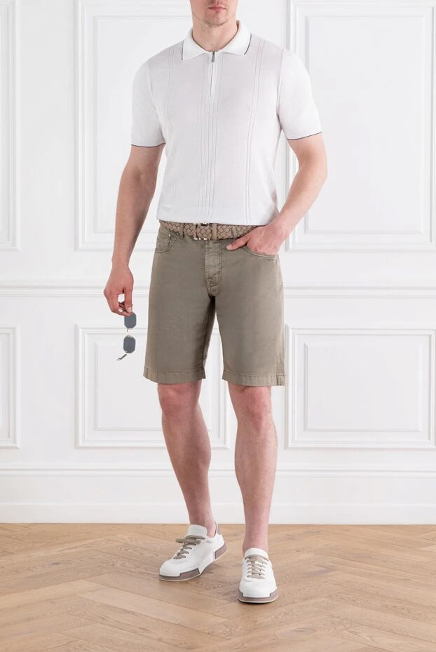 Svevo белое поло из хлопка с черной окантовкой на молнии 189131 - фото 2