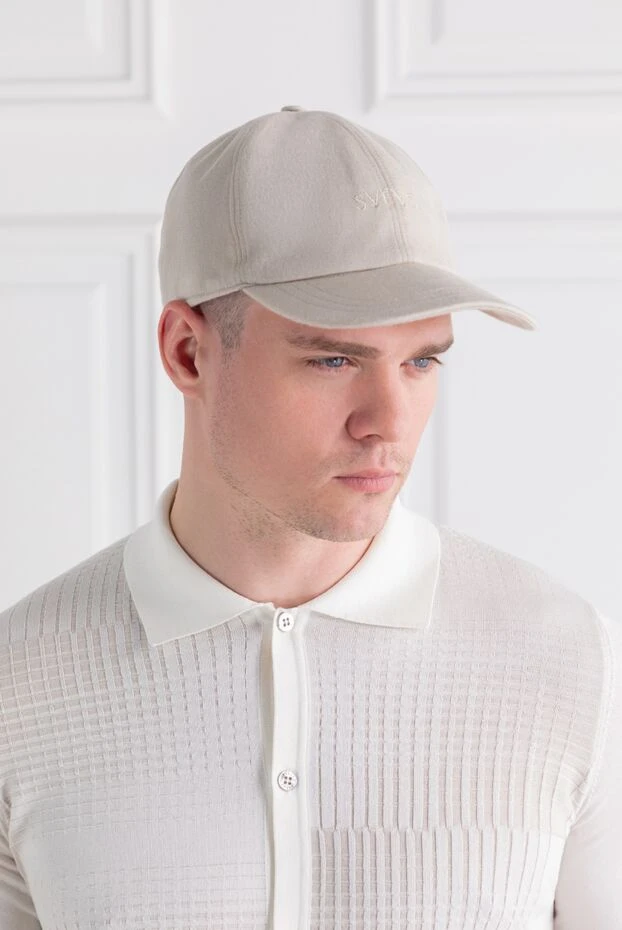 Svevo бежевая бейсболка с вышитым логотипом мужская 189133 - фото 2