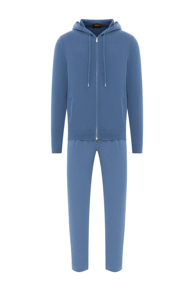 Svevo голубой мужской спортивный костюм с капюшоном из хлопка и кашемира 189135 - фото 1