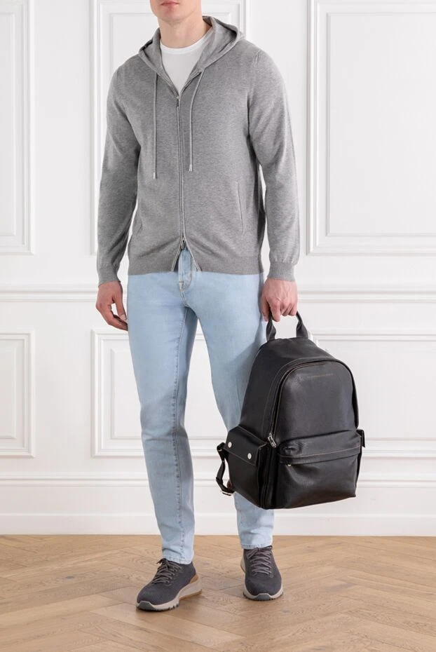 Серая спортивная кофта из трикотажного кашемира с капюшоном
- фото 2