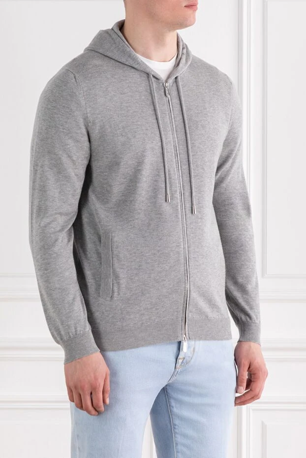 Svevo серая спортивная кофта из трикотажного кашемира с капюшоном

 189136 - фото 3