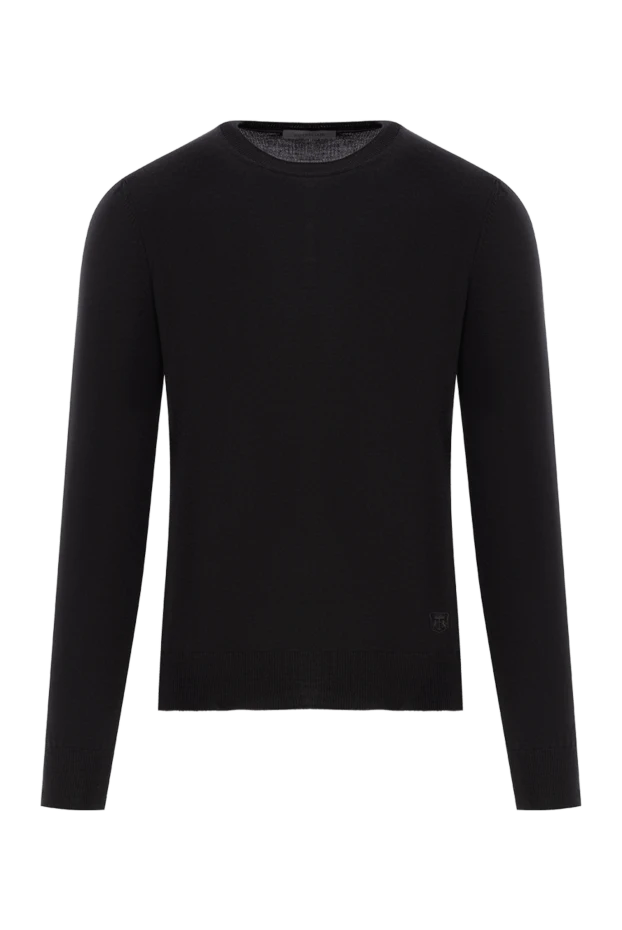 Corneliani черный шерстяной джемпер мужской с логотипом 189140 - фото 1