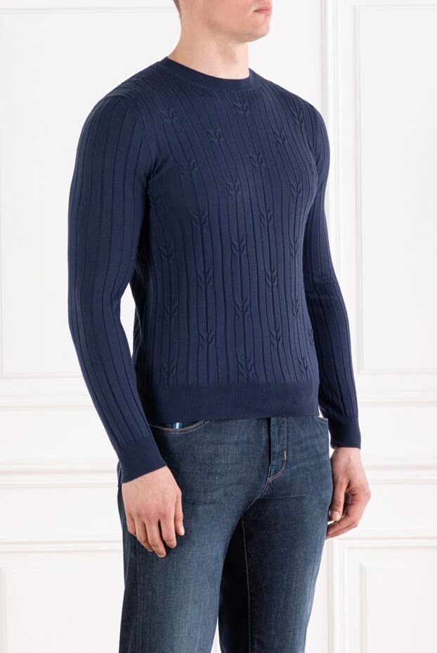 Corneliani жүннен жасалған қырлы тоқылған ерлер көгілдір мойын 189142 - фото 3