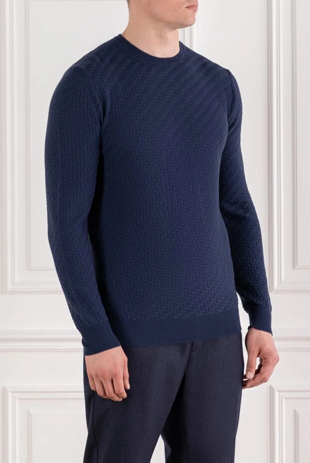 Corneliani ерлерге арналған текстуралы тоқылған жүннен жасалған секіргіш көк 189143 - фото 3