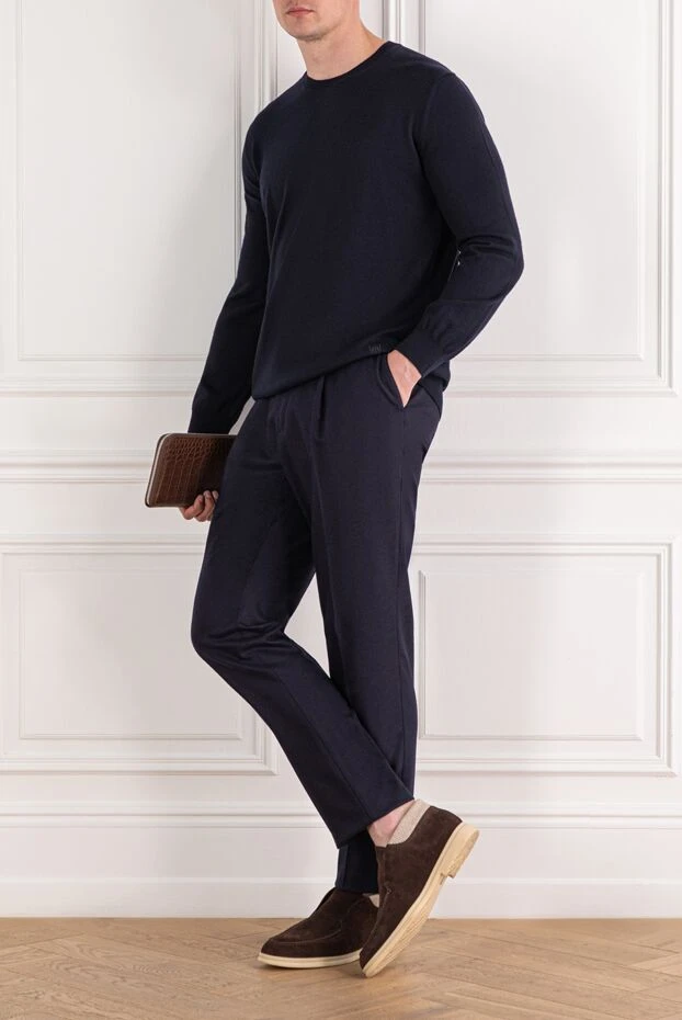 Corneliani classic straight cut jumper made of blue wool 189146 - photo 2