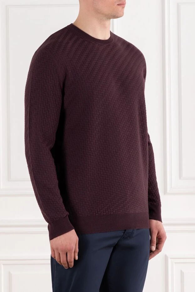 Corneliani ерлерге арналған текстуралы тоқылған жүннен жасалған секіргіш бургундия 189151 - фото 3