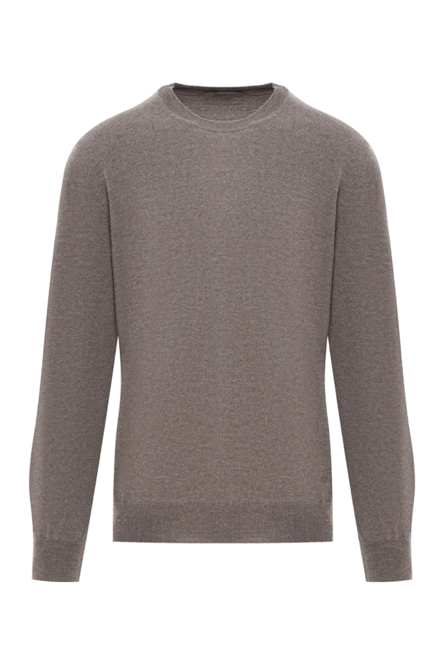 Beige men's wool crew neck jumper - photo 1