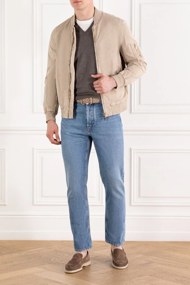 Бежевый ерлер V-мойын жүннен жасалған секіргіш - фото 2