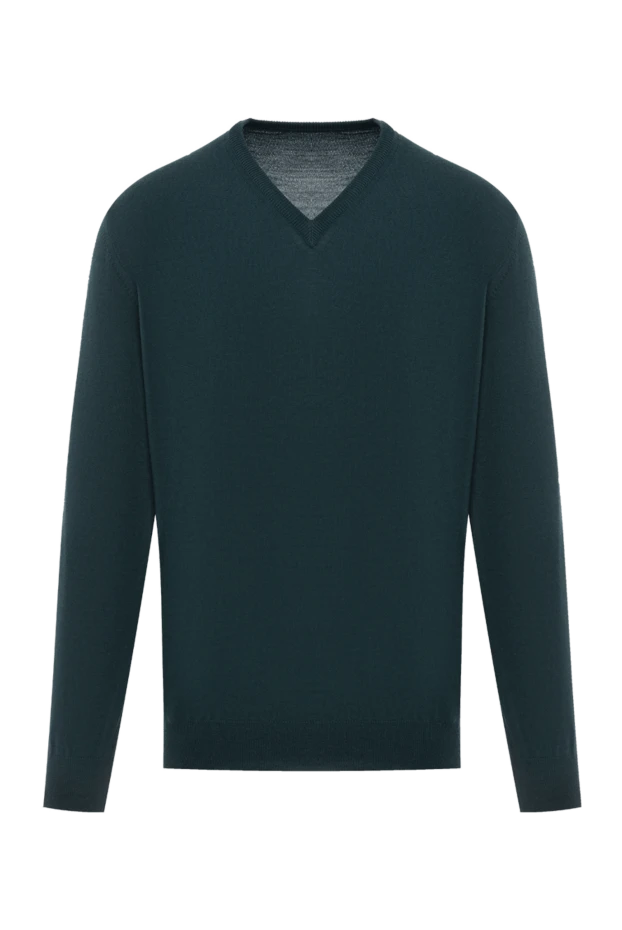 V-мойны және серпімді белдігі бар қою-жасыл жүннен жасалған секіргіш
- фото 1