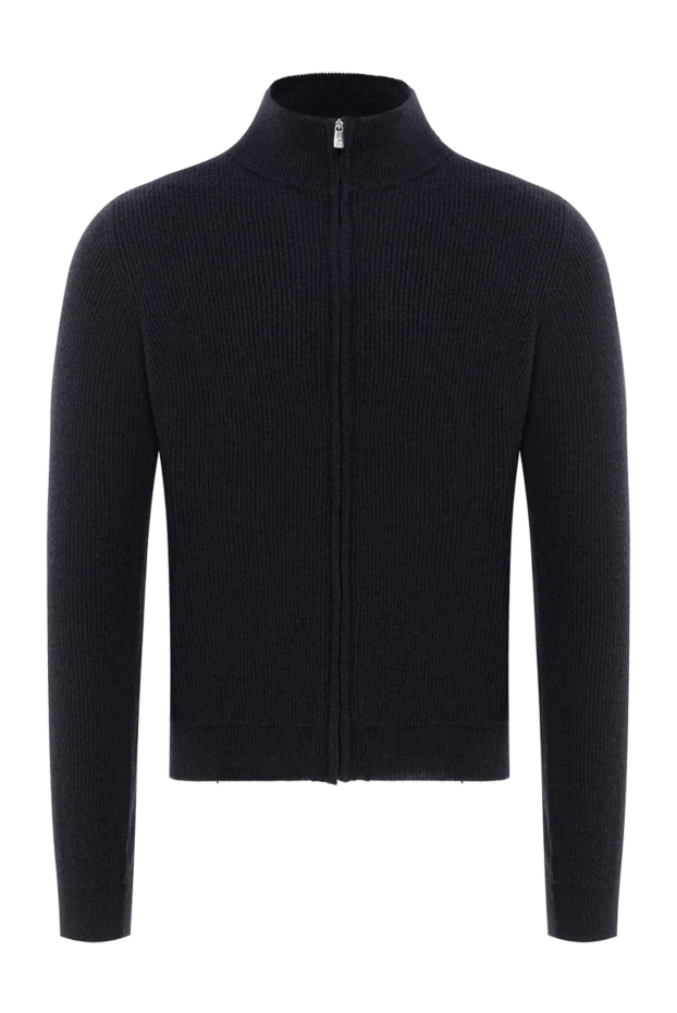 Темно-синий кардиган мужской из шерсти и кашемира - фото 1