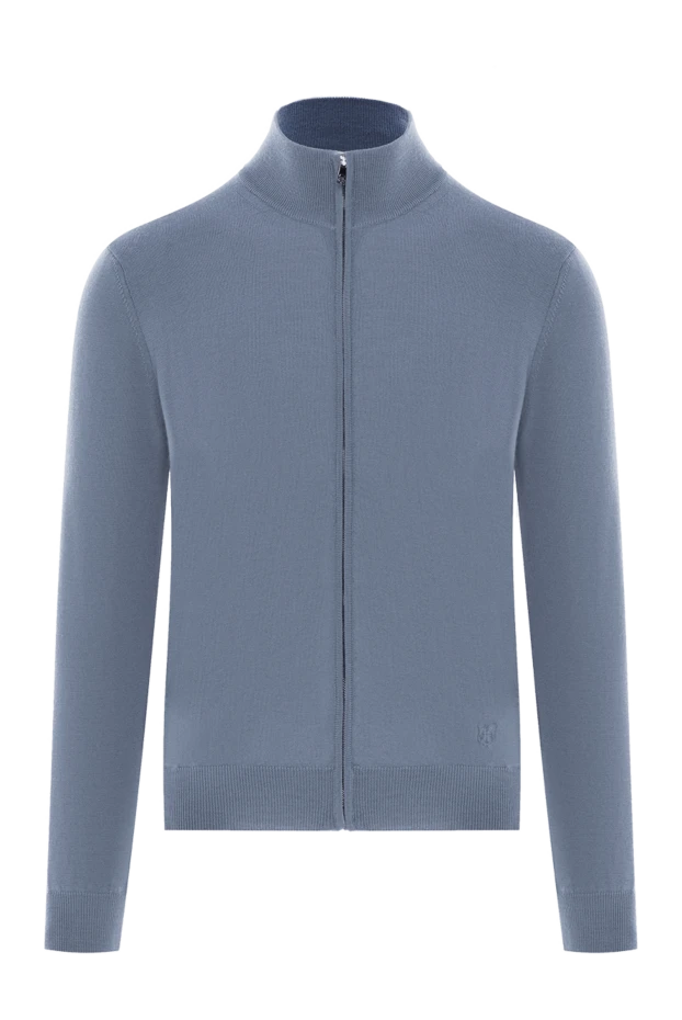 Men's Blue Wool Zip Up Cardigan - photo 1