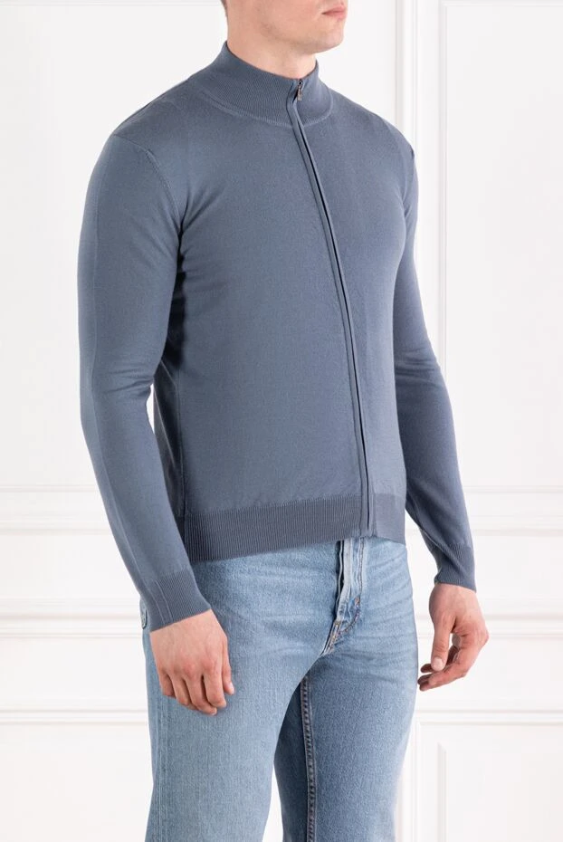 Corneliani көгілдір жүннен жасалған ерлер кардиганы 189164 - фото 3