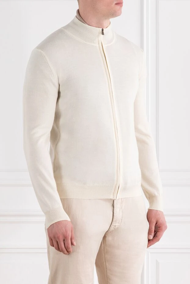 Corneliani биязы жүннен тоқылған ілгек жағасы бар сүт түсті кардиган 189167 - фото 3