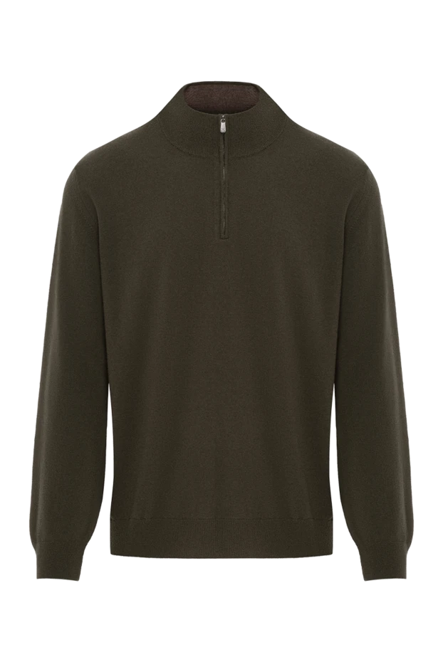 Corneliani жүннен және кашемирден жасалған тасбақа сыдырма тройер қою жасыл 189173 - фото 1