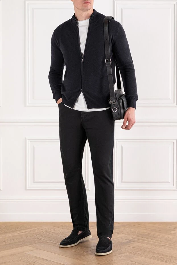 Corneliani қою көк жүн және кашемирден жасалған екі жақты сыдырмасы бар кардиган 189175 - фото 2