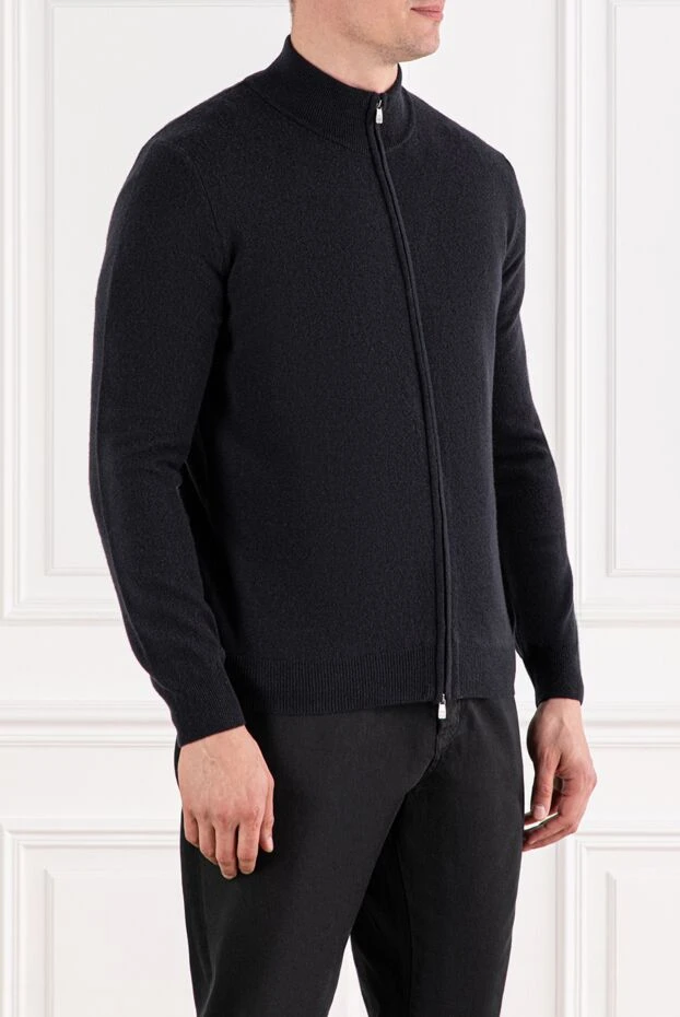 Corneliani қою көк жүн және кашемирден жасалған екі жақты сыдырмасы бар кардиган 189175 - фото 3