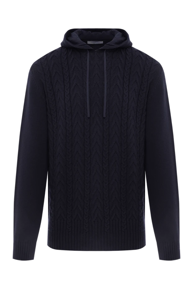 Қою көк қырлы тоқылған жүннен жасалған капюшон
- фото 1