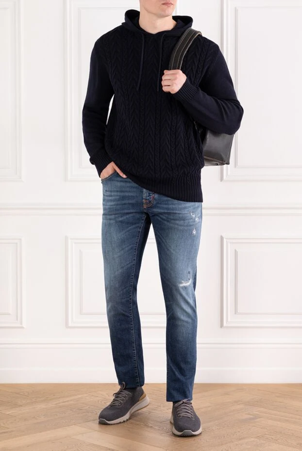 Corneliani тёмно-синий худи из шерсти с рельефной вязкой
189179 - фото 2