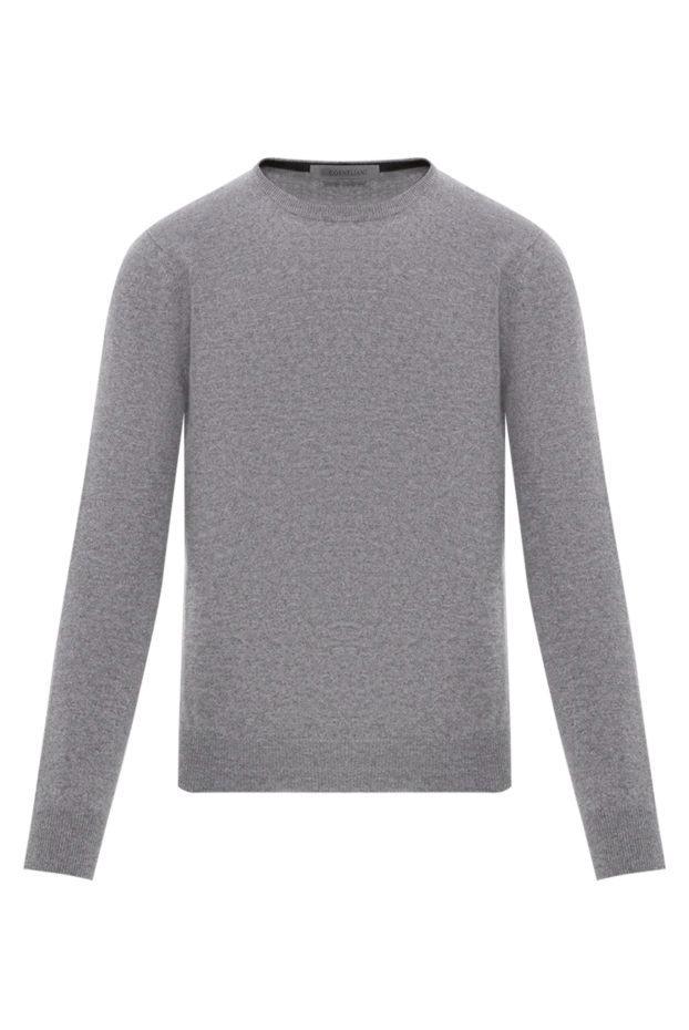 Серый мужской джемпер из шерсти и кашемира с круглым вырезом - фото 1