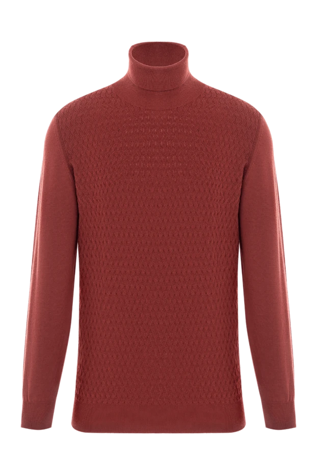 Мягкий гольф из шерсти красно-коричневого оттенка с фактурным узором
- фото 1