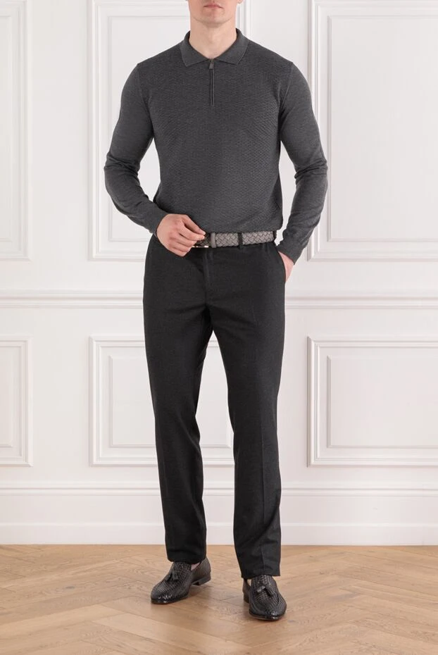 Corneliani ұзын жеңді және текстуралы тоқылған қара сұр жүннен жасалған поло
 189190 - фото 2