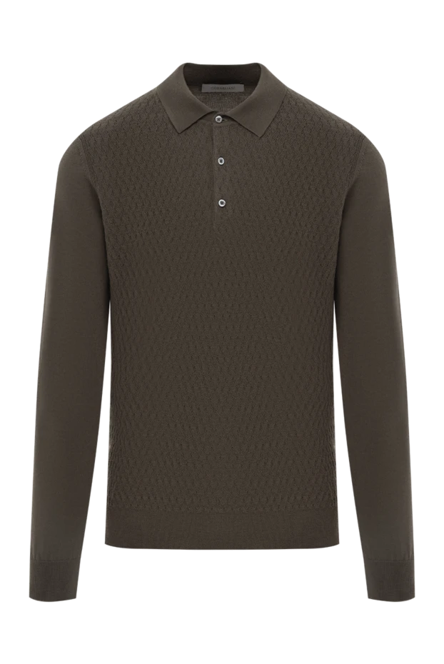 Ұзын жең қырлы тоқылған поло жасыл жасыл - фото 1