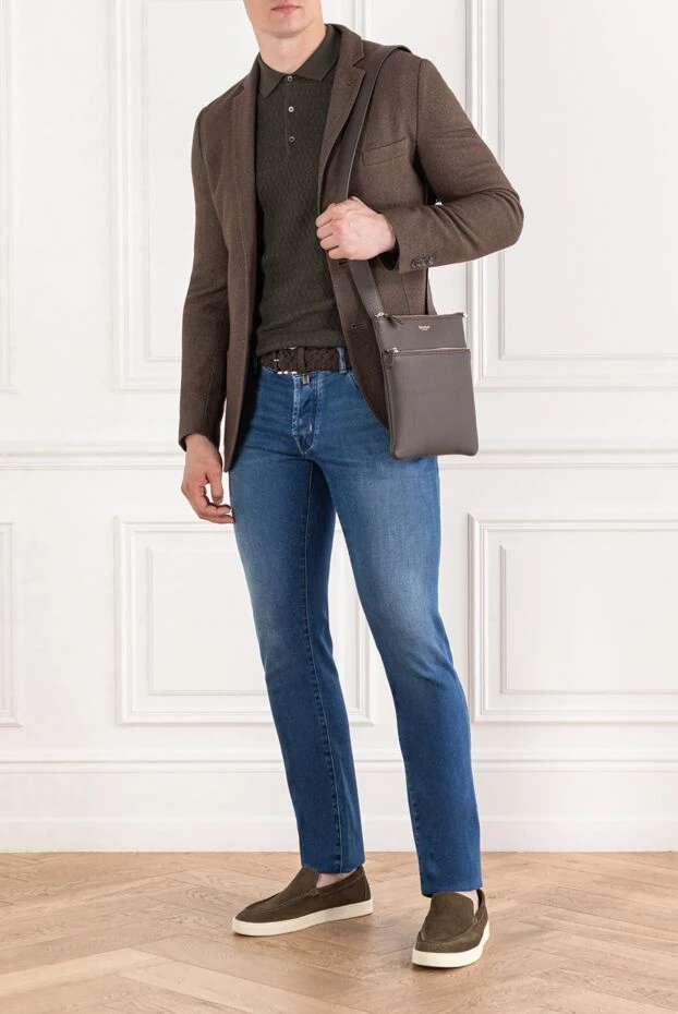 Corneliani ұзын жең қырлы тоқылған поло жасыл жасыл 189192 - фото 2