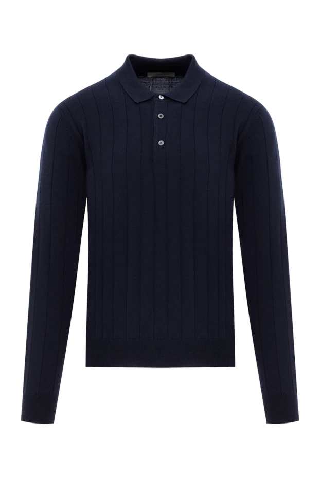 Corneliani ұзын жеңді жүннен жасалған көк түсті, текстуралы тоқылған поло жейде 189193 - фото 1