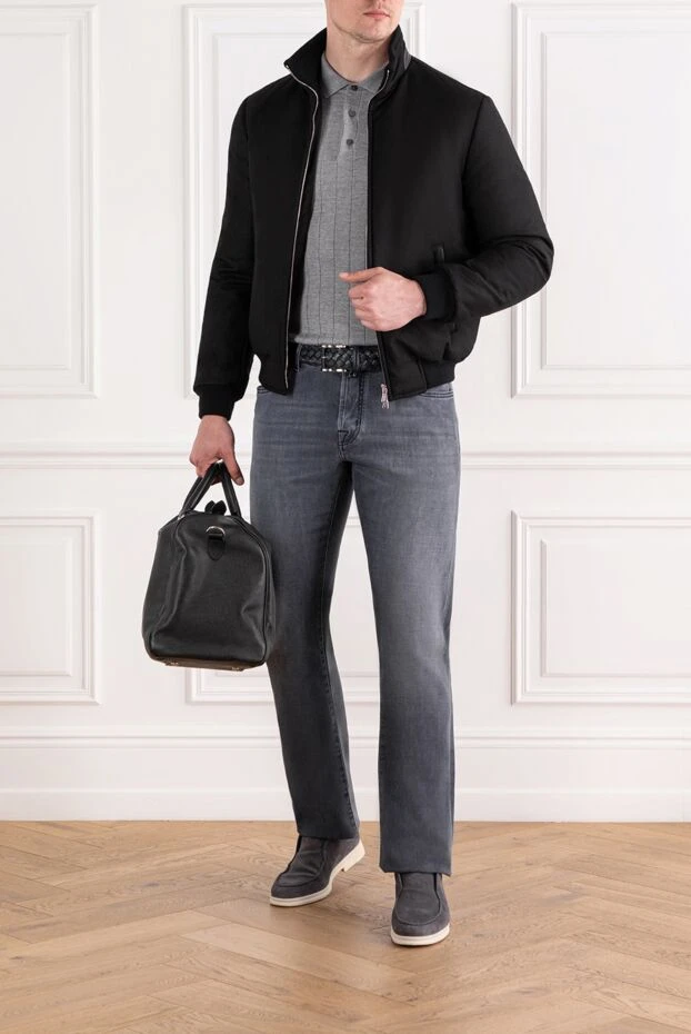 Corneliani серое трикотажное поло с длинным рукавом и вертикальной вязкой 189195 - фото 2