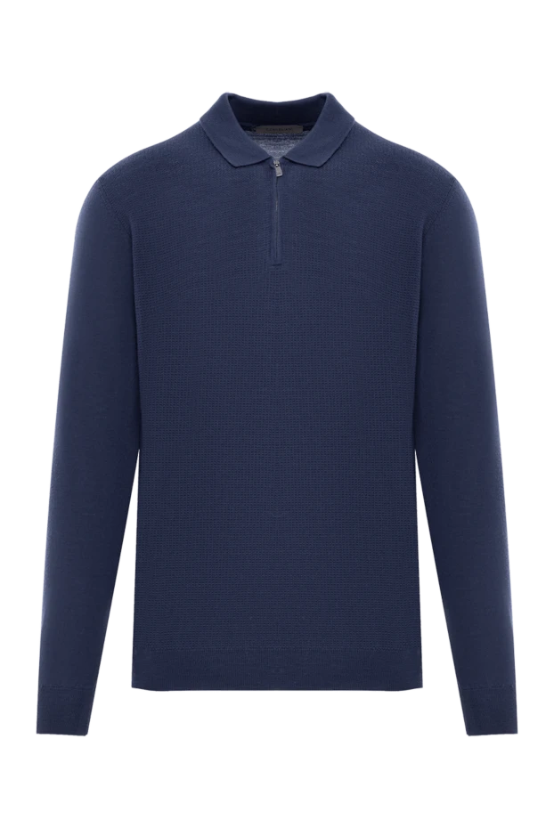 Corneliani ұзын жеңді көк найзағаймен тоқылған жүннен тоқылған поло жейде 189197 - фото 1