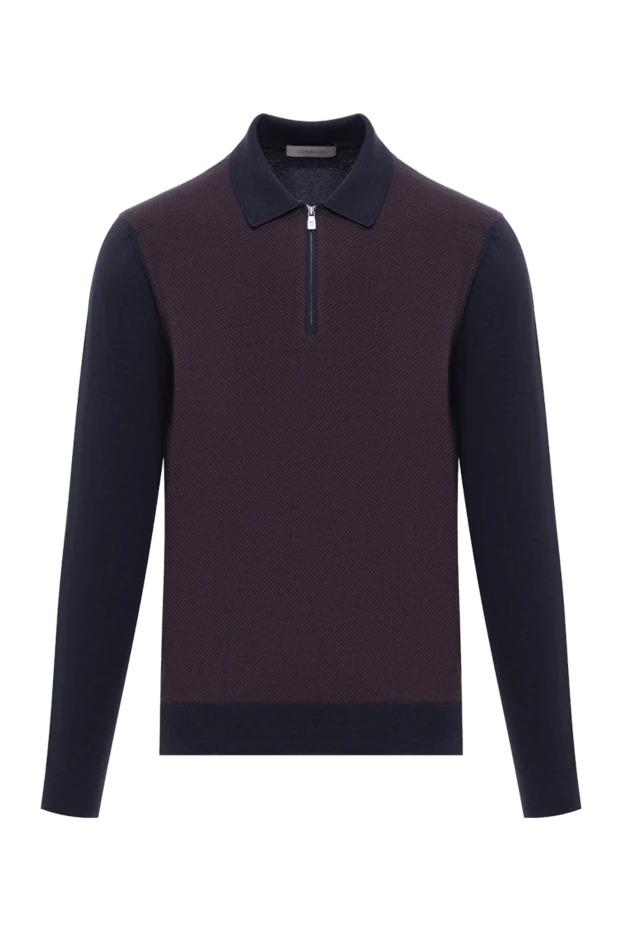 Corneliani текстуралы бургундия кірістіру және қою көк түсті сыдырма жеңдері бар поло жейде
 189199 - фото 1