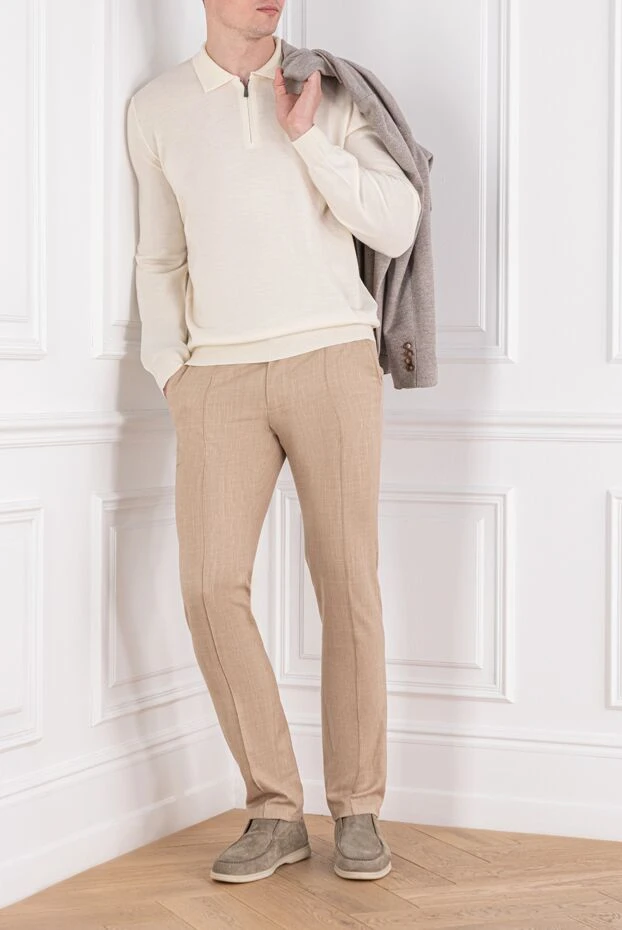 Шерстяное поло кремового цвета с застёжкой на молнию
 - фото 2