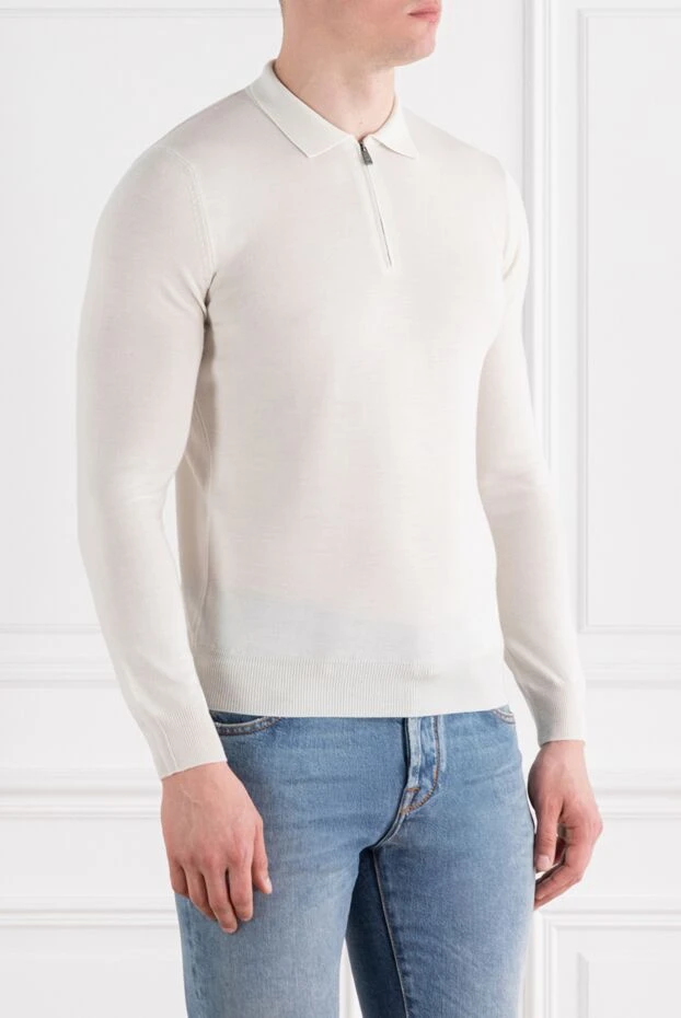 Corneliani жеңі ұзын ақ жүннен жасалған поло жейде 189201 - фото 3