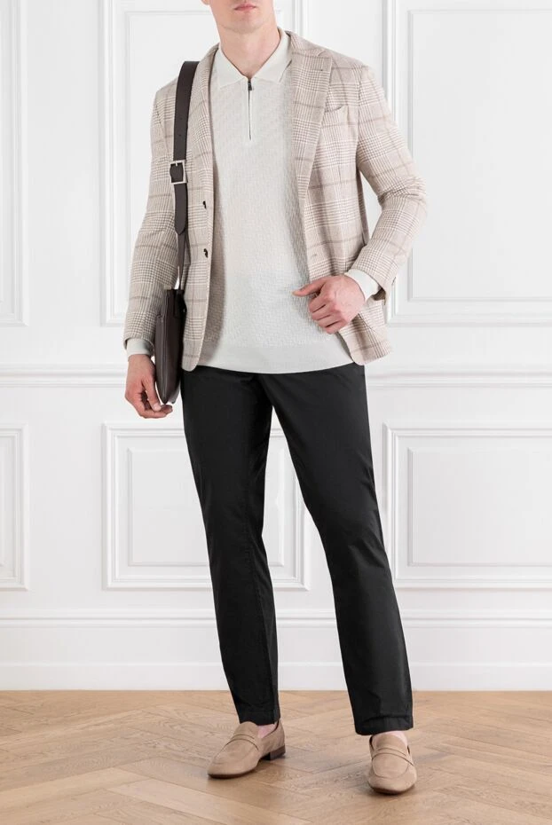 Белое шерстяное поло с длинным рукавом на молнии - фото 2