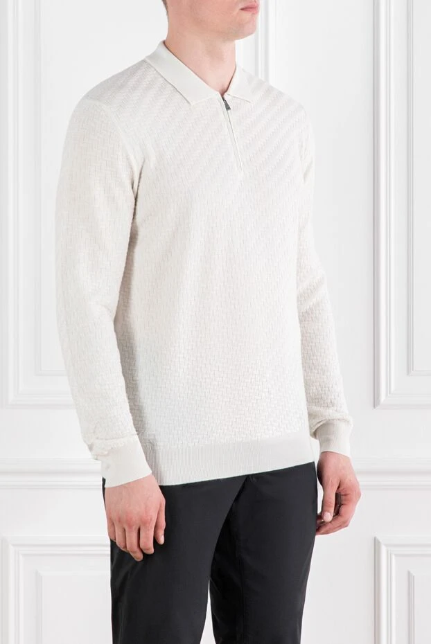 Corneliani ұзын жеңді және сыдырмалы ақ жүннен жасалған поло жейде 189202 - фото 3