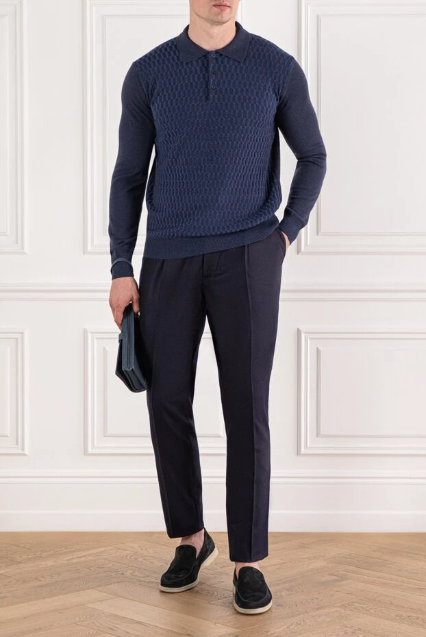 Текстуралы тоқылған жүннен жасалған поло көк
 - фото 2