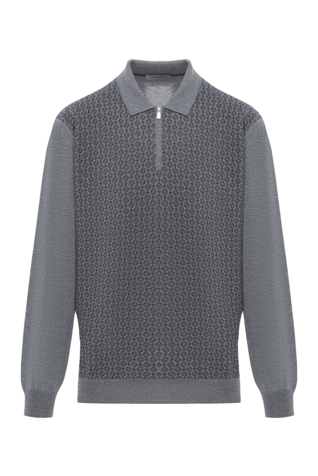 Поло с геометрическим жаккардом с длинным рукавом и молнией
- фото 1